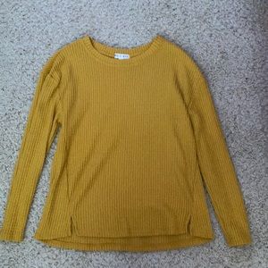 🚫SOLD🚫 yellow mustard waffle long sleeve shirt